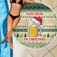 Merry Drunk I'm Christmas Beach Blanket Xmas Holiday Patterns - Wonder Print Shop