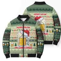 Merry Drunk I'm Christmas Bomber Puffer Jacket Xmas Holiday Patterns - Wonder Print Shop