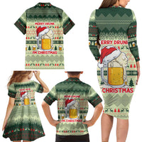 Merry Drunk I'm Christmas Family Matching Long Sleeve Bodycon Dress and Hawaiian Shirt Xmas Holiday Patterns - Wonder Print Shop