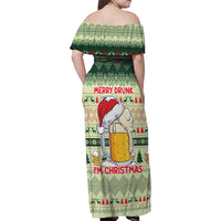 Merry Drunk I'm Christmas Family Matching Off Shoulder Maxi Dress and Hawaiian Shirt Xmas Holiday Patterns - Wonder Print Shop