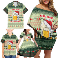 Merry Drunk I'm Christmas Family Matching Off Shoulder Short Dress and Hawaiian Shirt Xmas Holiday Patterns - Wonder Print Shop