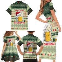 Merry Drunk I'm Christmas Family Matching Short Sleeve Bodycon Dress and Hawaiian Shirt Xmas Holiday Patterns - Wonder Print Shop