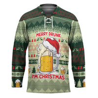 Merry Drunk I'm Christmas Hockey Jersey Xmas Holiday Patterns - Wonder Print Shop