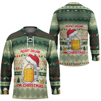 Merry Drunk I'm Christmas Hockey Jersey Xmas Holiday Patterns - Wonder Print Shop