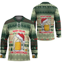 Merry Drunk I'm Christmas Hockey Jersey Xmas Holiday Patterns - Wonder Print Shop