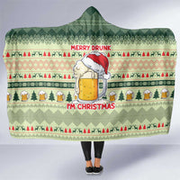 Merry Drunk I'm Christmas Hooded Blanket Xmas Holiday Patterns - Wonder Print Shop