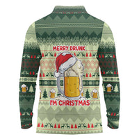 Merry Drunk I'm Christmas Long Sleeve Polo Shirt Xmas Holiday Patterns - Wonder Print Shop