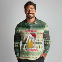 Merry Drunk I'm Christmas Long Sleeve Polo Shirt Xmas Holiday Patterns - Wonder Print Shop