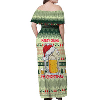 Merry Drunk I'm Christmas Off Shoulder Maxi Dress Xmas Holiday Patterns - Wonder Print Shop