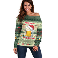 Merry Drunk I'm Christmas Off Shoulder Sweater Xmas Holiday Patterns - Wonder Print Shop