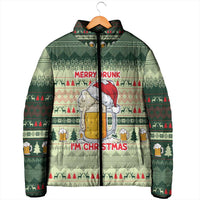Merry Drunk I'm Christmas Padded Jacket Xmas Holiday Patterns - Wonder Print Shop