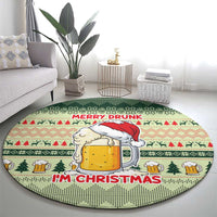 Merry Drunk I'm Christmas Round Carpet Xmas Holiday Patterns - Wonder Print Shop