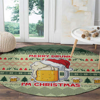 Merry Drunk I'm Christmas Round Carpet Xmas Holiday Patterns - Wonder Print Shop