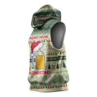 Merry Drunk I'm Christmas Sleeveless Hoodie Xmas Holiday Patterns - Wonder Print Shop