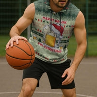 Merry Drunk I'm Christmas Sleeveless Hoodie Xmas Holiday Patterns - Wonder Print Shop