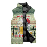Merry Drunk I'm Christmas Sleeveless Puffer Jacket Xmas Holiday Patterns - Wonder Print Shop