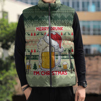 Merry Drunk I'm Christmas Sleeveless Puffer Jacket Xmas Holiday Patterns - Wonder Print Shop