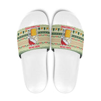 Merry Drunk I'm Christmas Slide Sandals Xmas Holiday Patterns - Wonder Print Shop