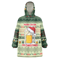 Merry Drunk I'm Christmas Wearable Blanket Hoodie Xmas Holiday Patterns - Wonder Print Shop