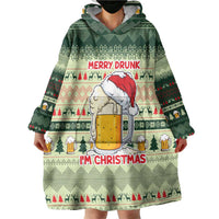 Merry Drunk I'm Christmas Wearable Blanket Hoodie Xmas Holiday Patterns - Wonder Print Shop
