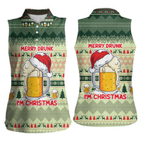 Merry Drunk I'm Christmas Women Sleeveless Polo Shirt Xmas Holiday Patterns - Wonder Print Shop