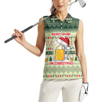 Merry Drunk I'm Christmas Women Sleeveless Polo Shirt Xmas Holiday Patterns - Wonder Print Shop