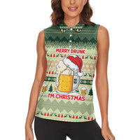 Merry Drunk I'm Christmas Women Sleeveless Polo Shirt Xmas Holiday Patterns - Wonder Print Shop