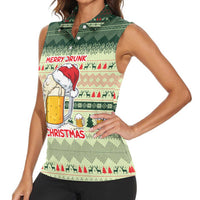 Merry Drunk I'm Christmas Women Sleeveless Polo Shirt Xmas Holiday Patterns - Wonder Print Shop