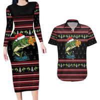 Merry Fishmas Christmas Couples Matching Long Sleeve Bodycon Dress and Hawaiian Shirt Xmas Holiday Patterns - Wonder Print Shop