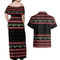 Merry Fishmas Christmas Couples Matching Off Shoulder Maxi Dress and Hawaiian Shirt Xmas Holiday Patterns - Wonder Print Shop