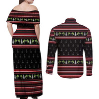Merry Fishmas Christmas Couples Matching Off Shoulder Maxi Dress and Long Sleeve Button Shirt Xmas Holiday Patterns - Wonder Print Shop