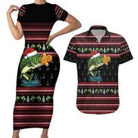 Merry Fishmas Christmas Couples Matching Short Sleeve Bodycon Dress and Hawaiian Shirt Xmas Holiday Patterns - Wonder Print Shop