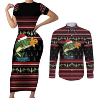 Merry Fishmas Christmas Couples Matching Short Sleeve Bodycon Dress and Long Sleeve Button Shirt Xmas Holiday Patterns - Wonder Print Shop