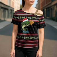 Merry Fishmas Christmas Cross Shoulder Shirt Xmas Holiday Patterns - Wonder Print Shop