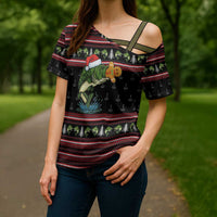Merry Fishmas Christmas Cross Shoulder Shirt Xmas Holiday Patterns - Wonder Print Shop