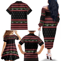 Merry Fishmas Christmas Family Matching Off The Shoulder Long Sleeve Dress and Hawaiian Shirt Xmas Holiday Patterns - Wonder Print Shop