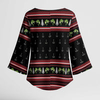 Merry Fishmas Christmas Kimono Sleeve Blouse Xmas Holiday Patterns - Wonder Print Shop
