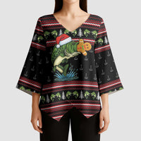 Merry Fishmas Christmas Kimono Sleeve Blouse Xmas Holiday Patterns - Wonder Print Shop