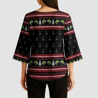 Merry Fishmas Christmas Kimono Sleeve Blouse Xmas Holiday Patterns - Wonder Print Shop