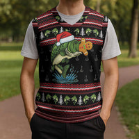 Merry Fishmas Christmas Knitted V-Neck Vest Xmas Holiday Patterns - Wonder Print Shop