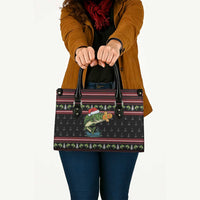 Merry Fishmas Christmas Leather Bag Xmas Holiday Patterns - Wonder Print Shop