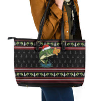 Merry Fishmas Christmas Leather Tote Bag Xmas Holiday Patterns - Wonder Print Shop