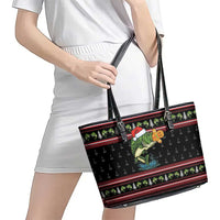 Merry Fishmas Christmas Leather Tote Bag Xmas Holiday Patterns - Wonder Print Shop