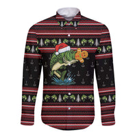 Merry Fishmas Christmas Long Sleeve Button Shirt Xmas Holiday Patterns - Wonder Print Shop