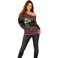 Merry Fishmas Christmas Off Shoulder Sweater Xmas Holiday Patterns - Wonder Print Shop