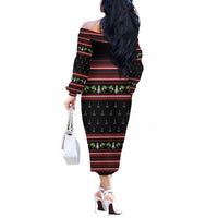 Merry Fishmas Christmas Off The Shoulder Long Sleeve Dress Xmas Holiday Patterns - Wonder Print Shop