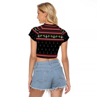 Merry Fishmas Christmas Raglan Cropped T Shirt Xmas Holiday Patterns - Wonder Print Shop