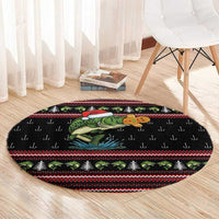 Merry Fishmas Christmas Round Carpet Xmas Holiday Patterns - Wonder Print Shop