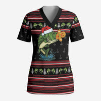 Merry Fishmas Christmas Scrub Top Xmas Holiday Patterns - Wonder Print Shop