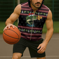 Merry Fishmas Christmas Sleeveless Zip Hoodie Xmas Holiday Patterns - Wonder Print Shop